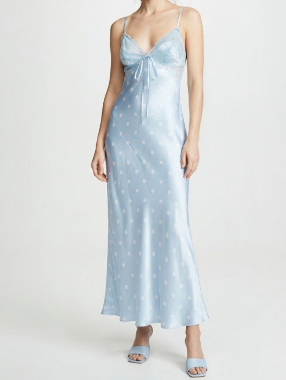Jessica Simpson Light Blue Polka Dot Satin Slip Dress L